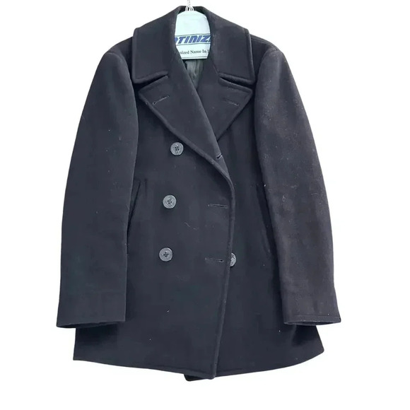 Naval Clothing Factory Blue Collared Heavy Peacoat Blazer Size 38 - Picture 2 of 10